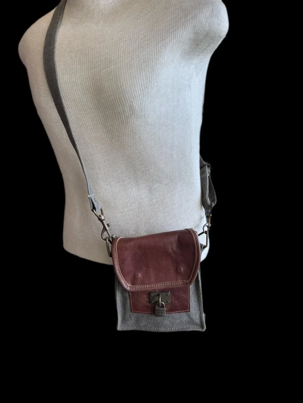 Mona B Purse Crossbody Flap Over Steampunk Upcycled Leather